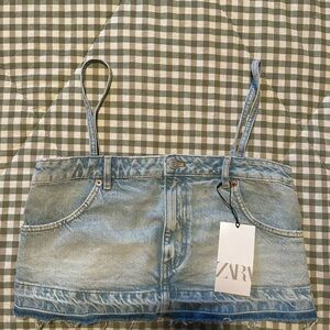 Zara Light Blue Denim Top